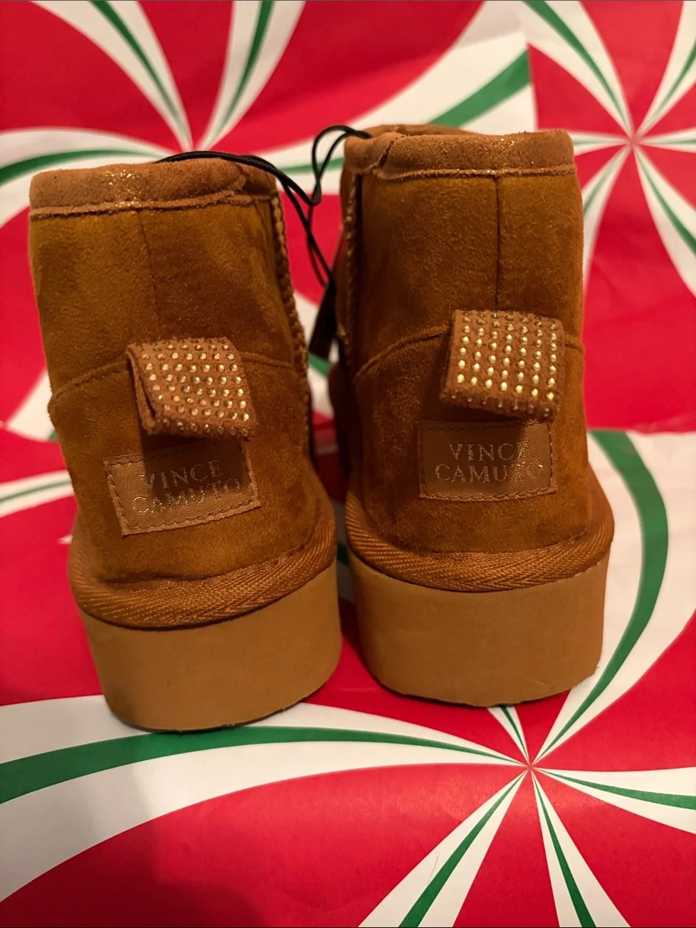 Vince Camuto Kids Chestnut Suede Ankle Boots with Leopard Lining